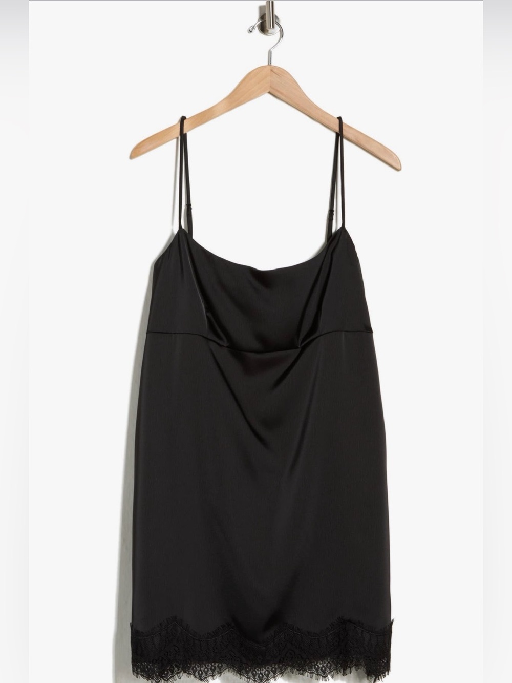Wayf Black Slip Lace Trim Minidress